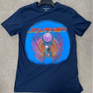 Journey Band T Shirt Mens Medium Navy Blue Winged Scarab Beetle Graphic Rock Tee